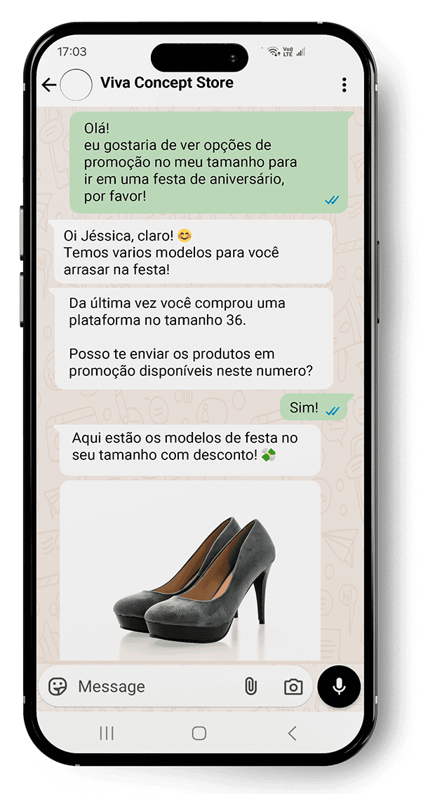 Tela demonstrando histórico de pesquisa para atendimento personalizado com a VoxMe