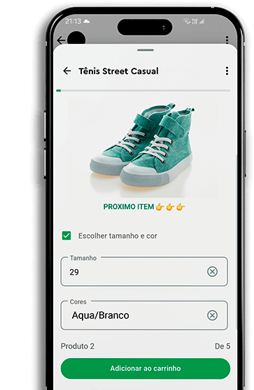 Interface do catálogo de produtos com sugestões inteligentes da VoxMe